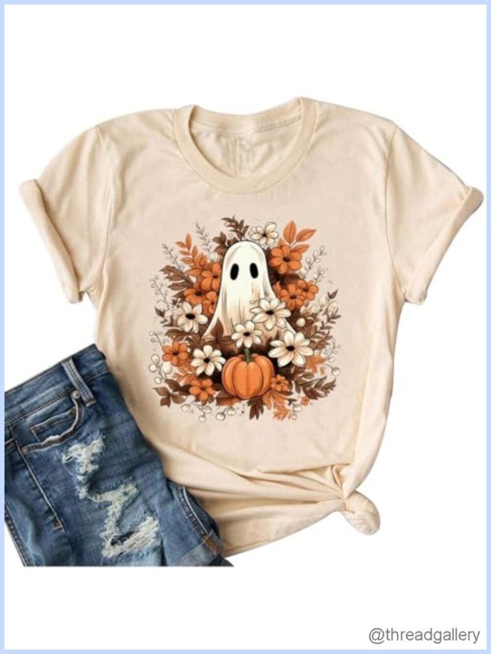 Funny Pumpkin Graphic T Shirt Crew Neck Short Sleeve Fall Halloween Tee